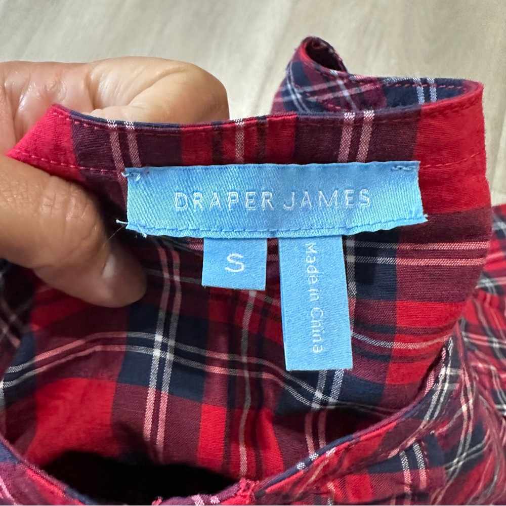 Draper James Red Plaid Ruffle Placket Tunic Top Sz S - Picture 9 of 9